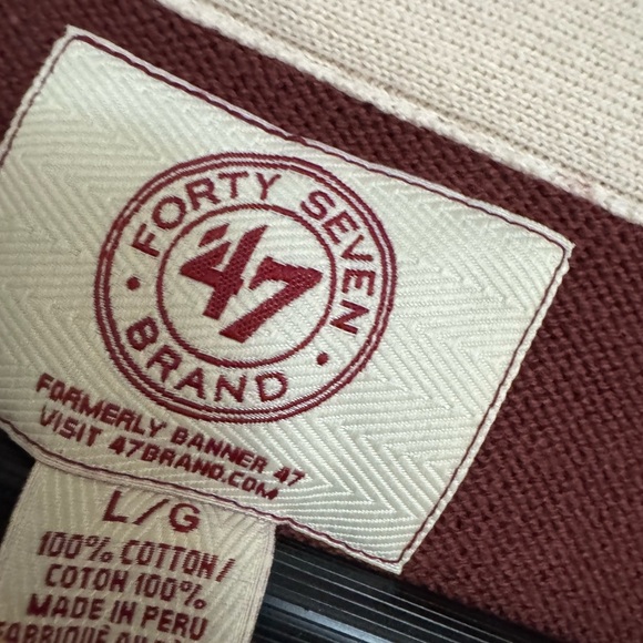’47 Brand Vancouver Millionaires Cardigan Sweater Maroon Cream L 100% Cotton - Picture 3 of 8